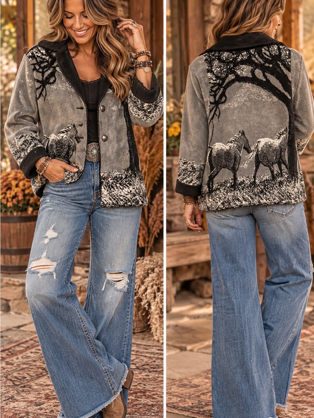 Vintage fleece horse coat